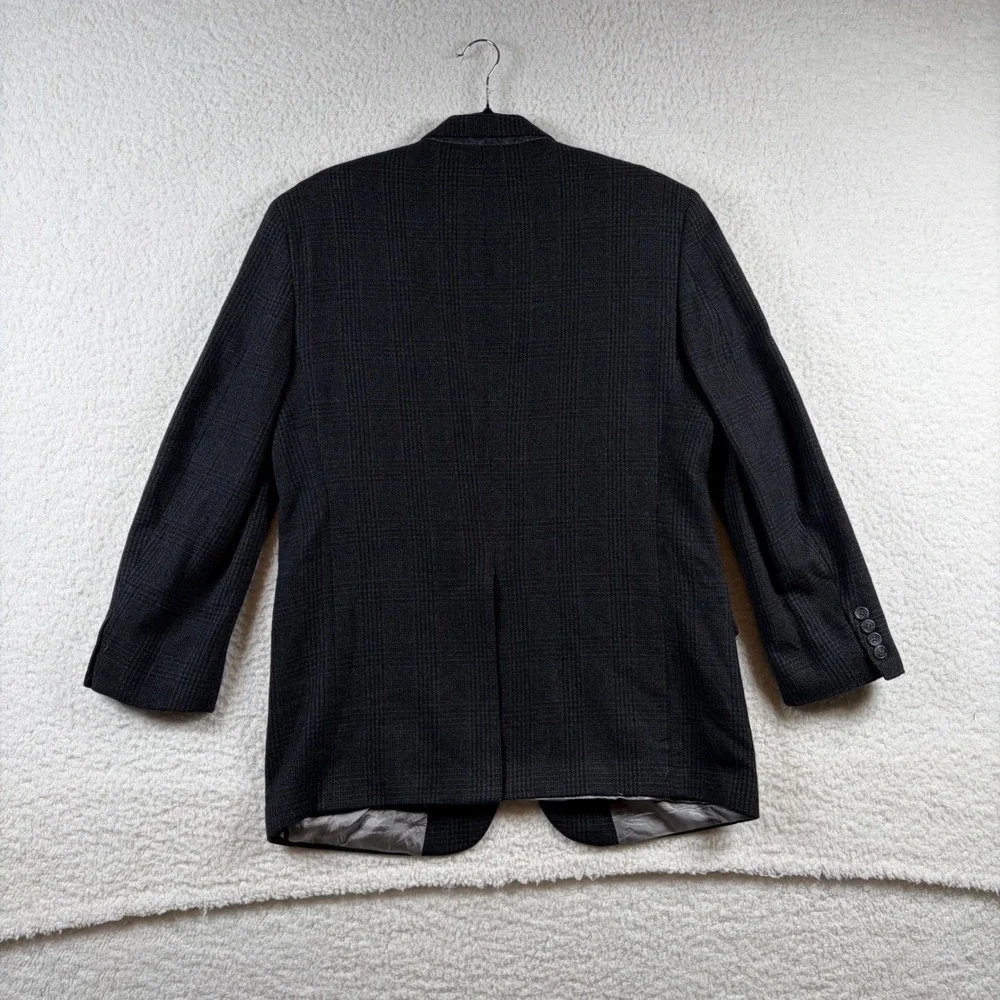 Orvis Plaid Blazer Sport Coat Mens 40R Charcoal Gray 2 Button Wool Dark Academia